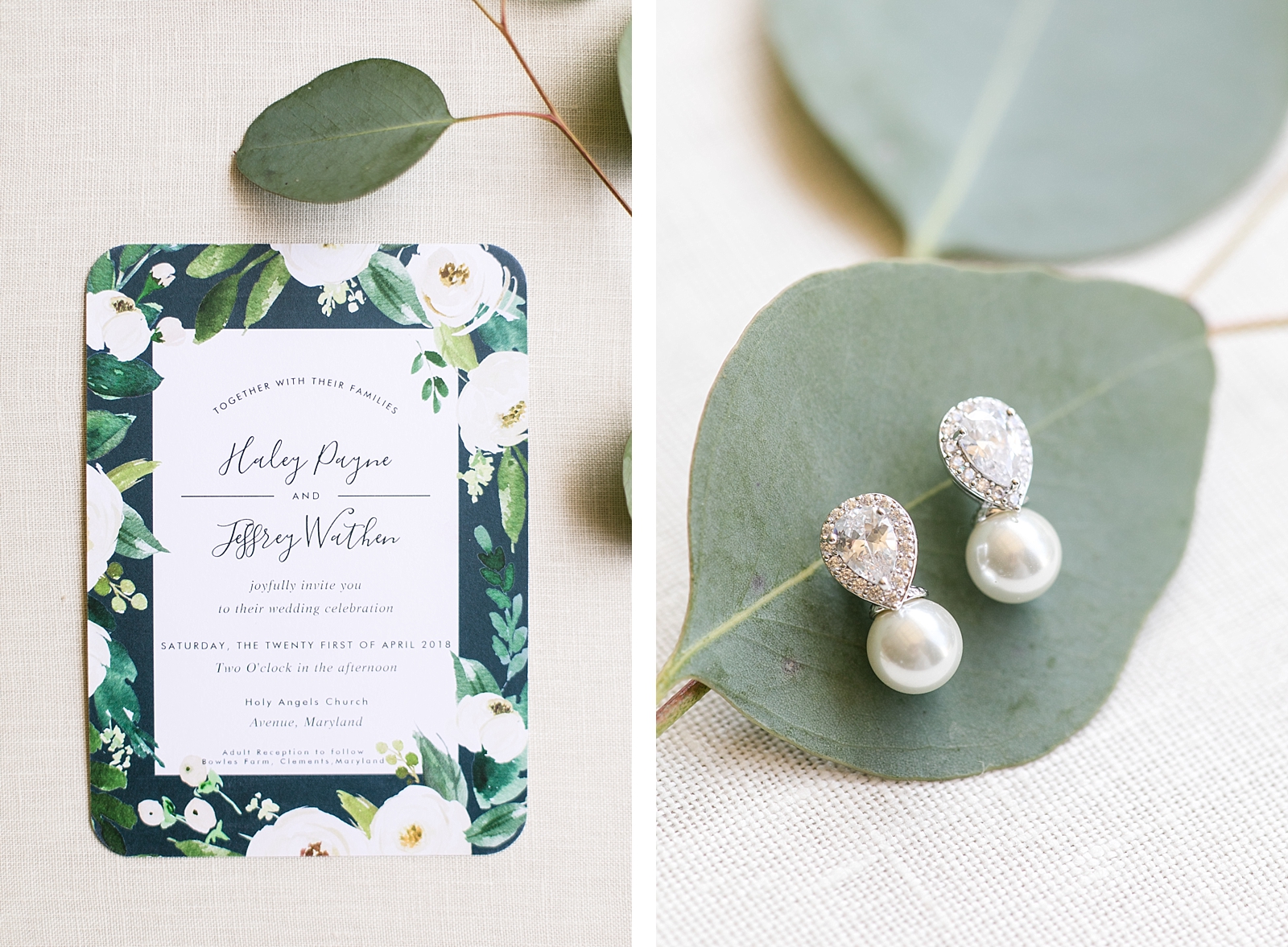 Eucalyptus earring greenery wedding details