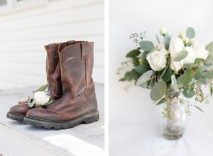 eucalyptus bouquet cowboy boots