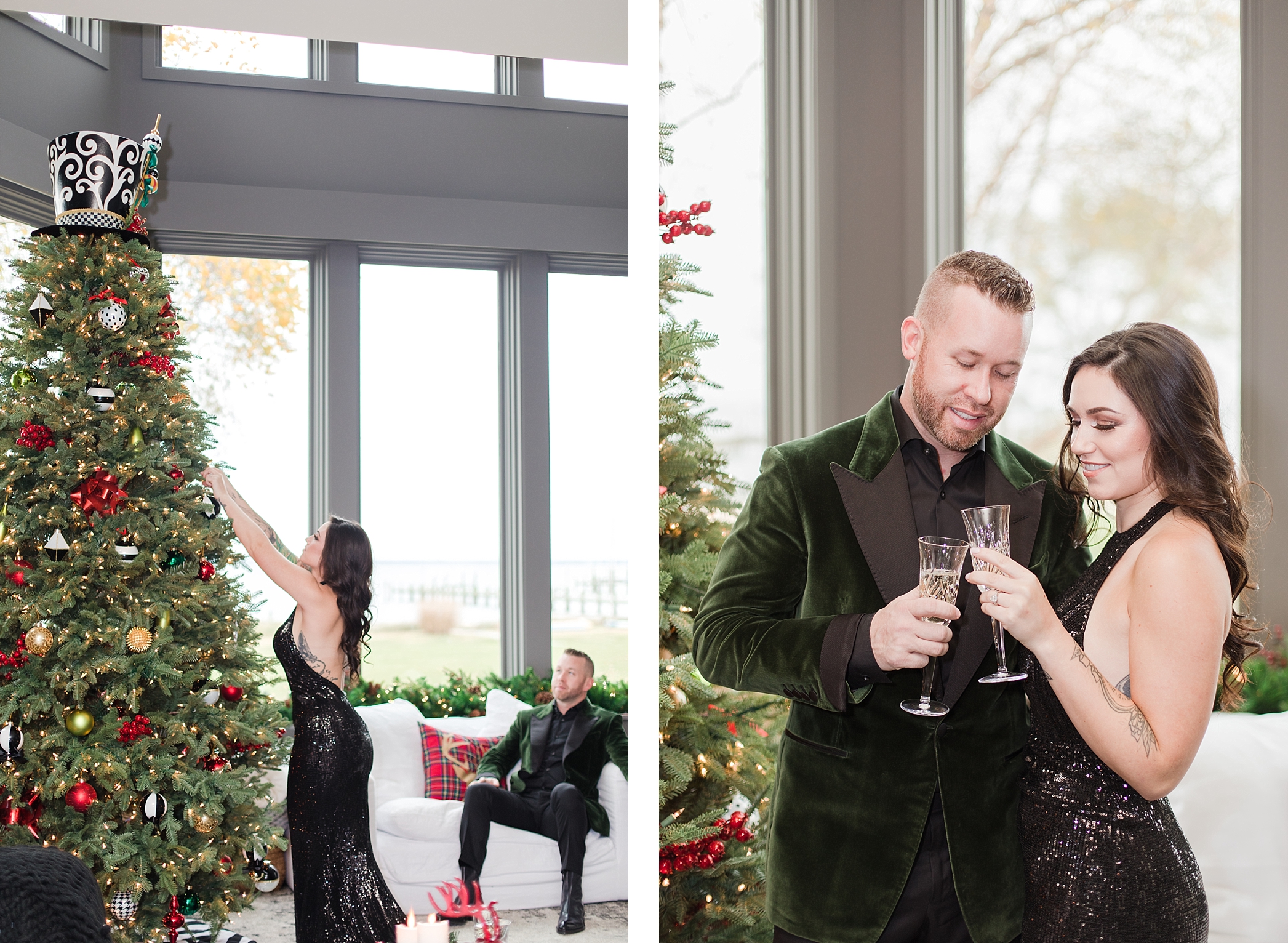 Black & White Christmas Session in Annapolis Home