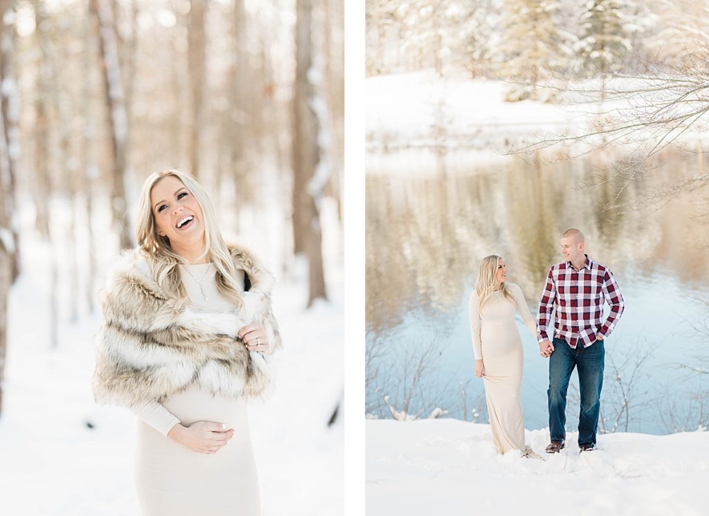 Snowy Lake Side Maternity Session