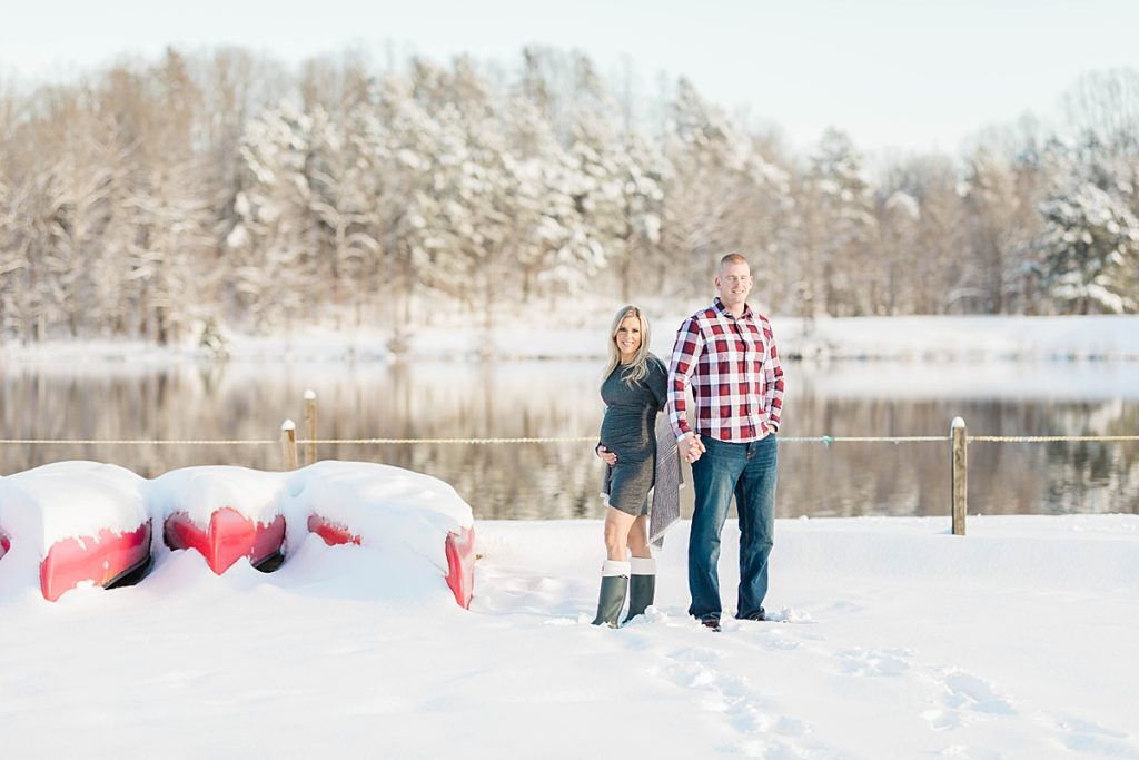Snowy Lake Side Maternity Session