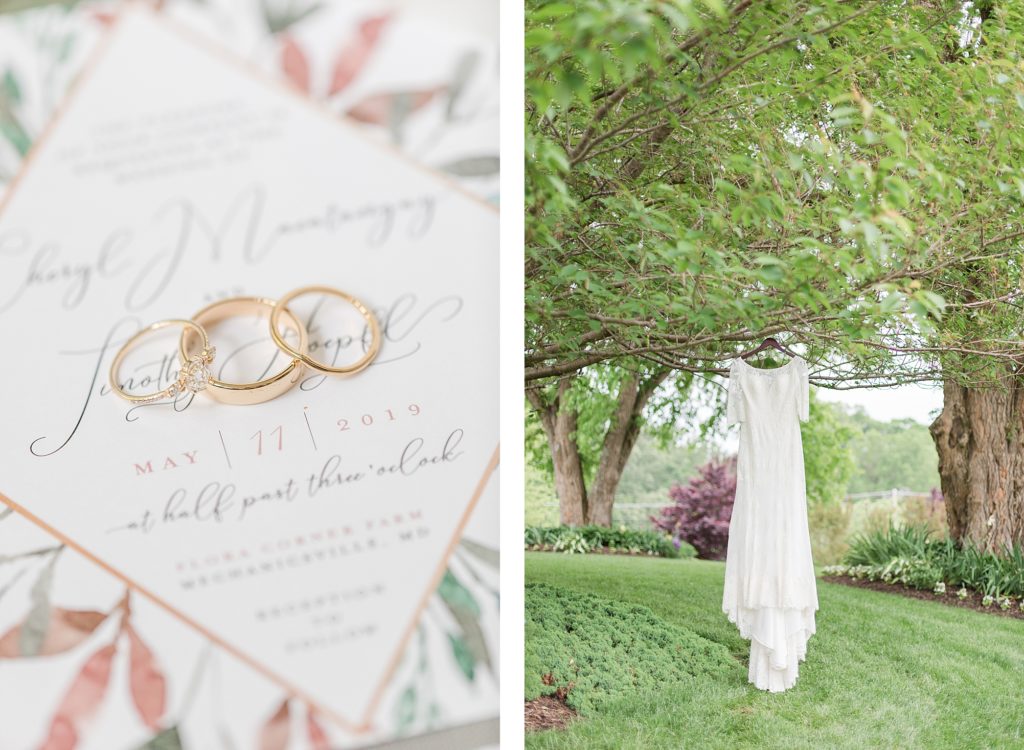 Olive and Blush invitation suite at flora corner farm photographed by costola photography