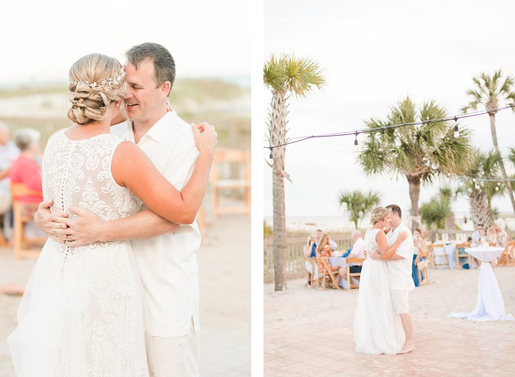 Bride and Groom Dancing at Reception in the dunes for Wedding at the Beach House Resort by Costola photography