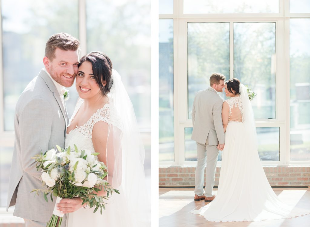 first look on a wedding day at the embassy suites berkeley heights by Costola Photography