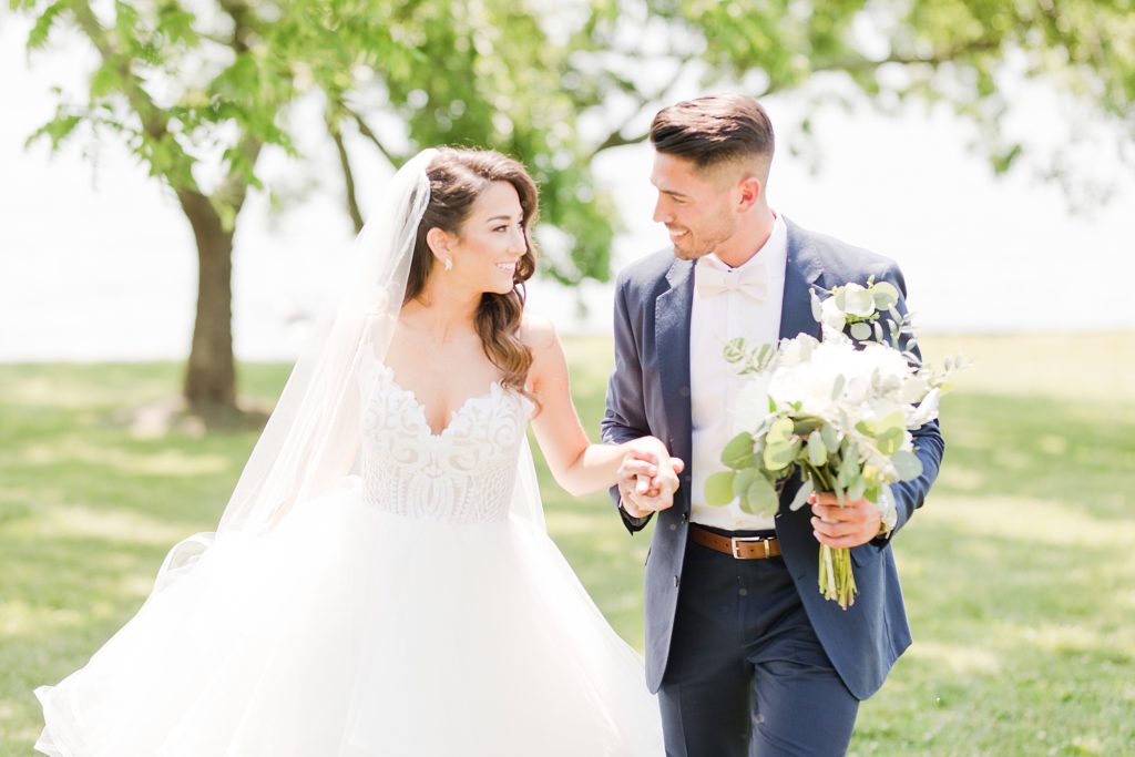 bride and groom at southern maryland waterfront venue by costola photography