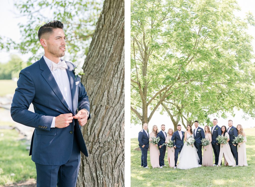 wedding party portraits at southern maryland waterfront venue by costola photography