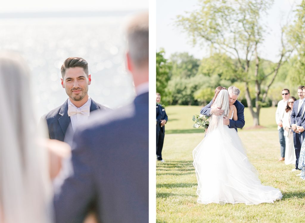 ceremony at weatherly waterfront farm photography by costola photography