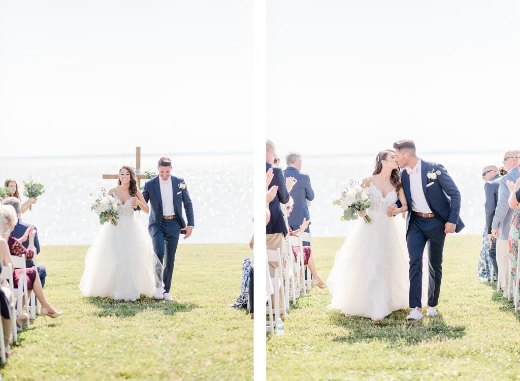 ceremony at weatherly waterfront farm photography by costola photography