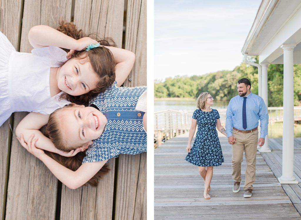 Family session playing at Leonardtown Wharf by Costola Photography