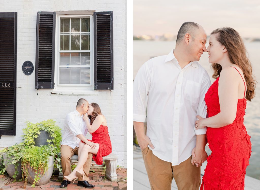 red dress engagement session in alexandria virginia by costola photography