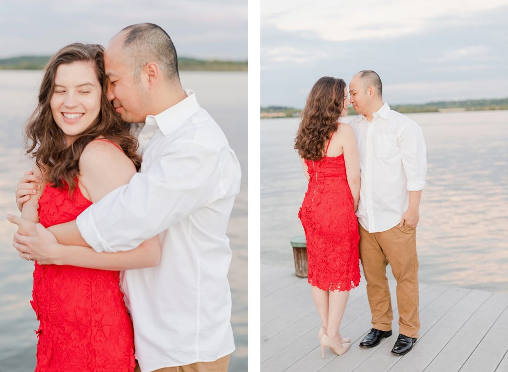red dress waterfront engagement session in alexandria virginia by costola photography