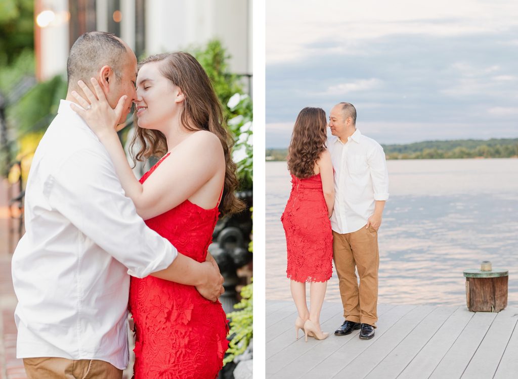 red dress waterfront engagement session in alexandria virginia by costola photography
