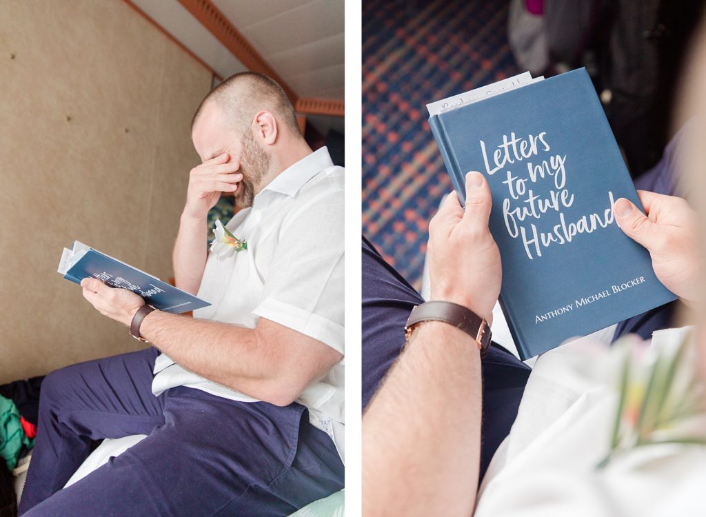 groom getting ready on cruise ship to turks and caicos by Costola Photography