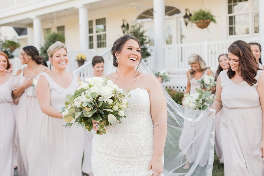 Bridal Party in front of manor at Weatherly Farm photographed by Costola Photography