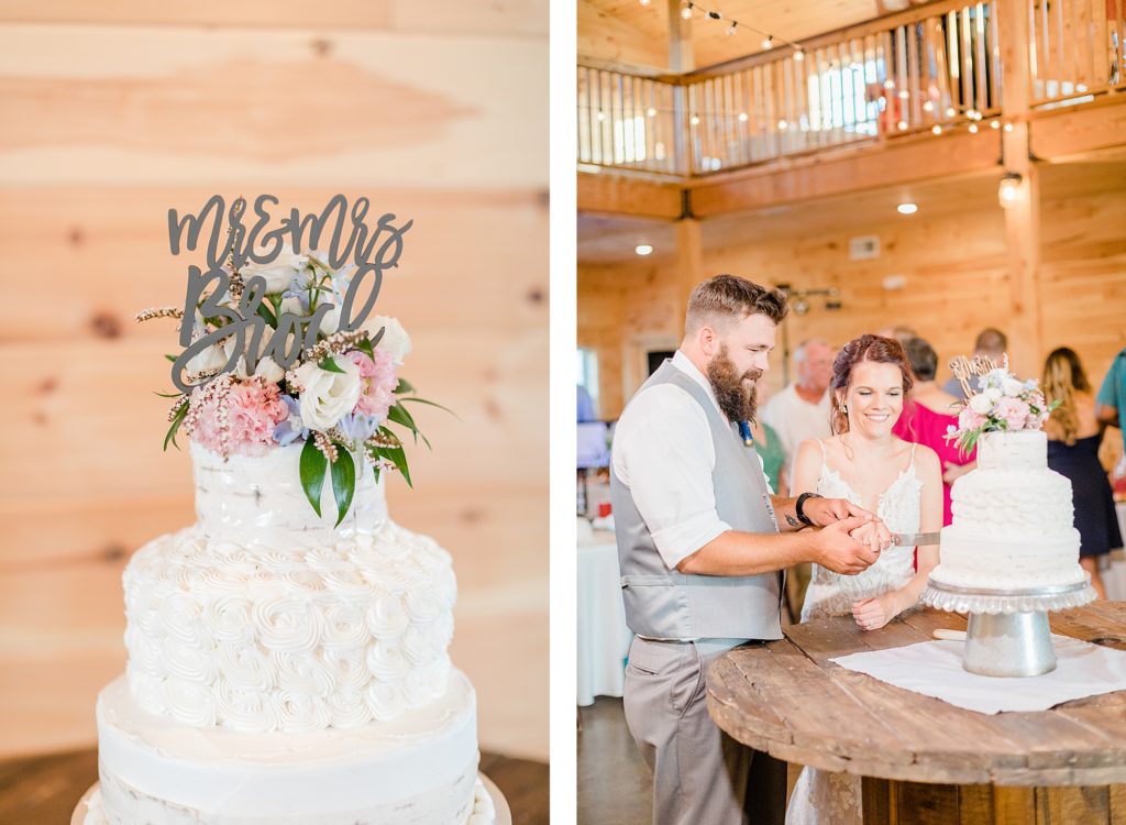 Bride and Groom cutting cake at a wedding by Costola Photography