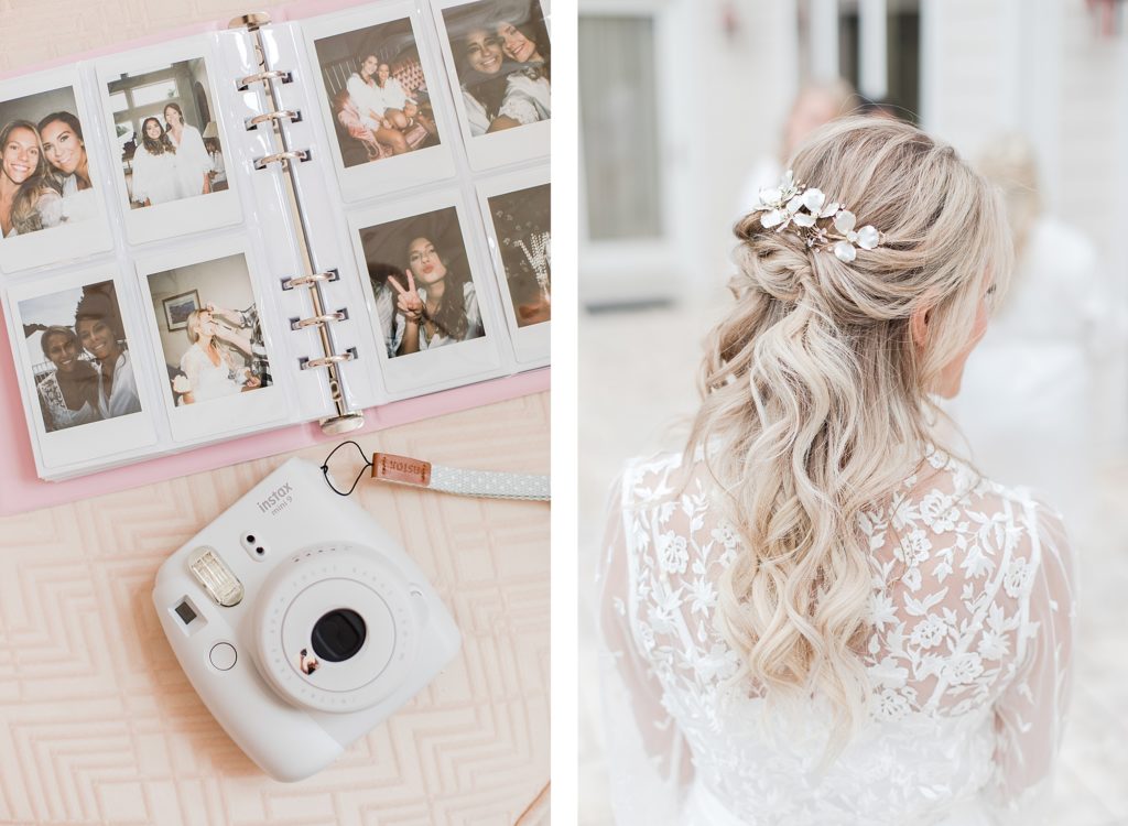 polaroid pictures and bridal hair by Costola Photography