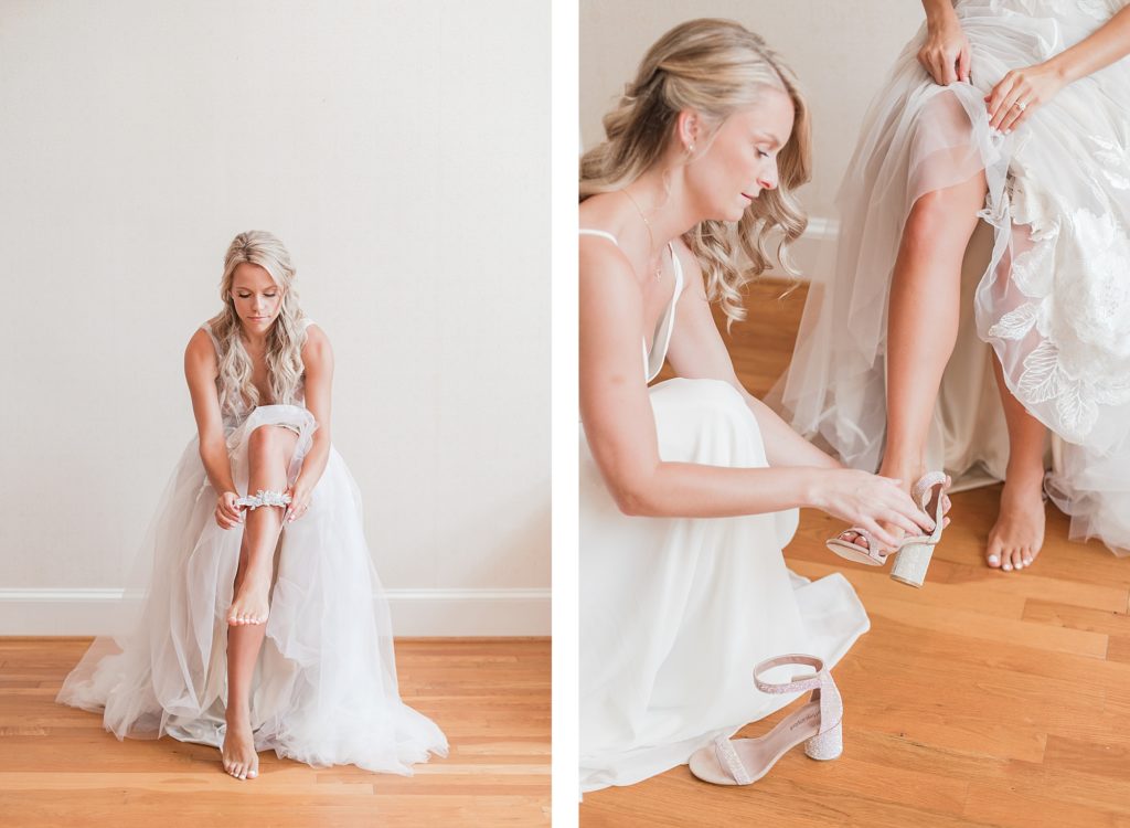 Bride getting dressed by Costola Photography
