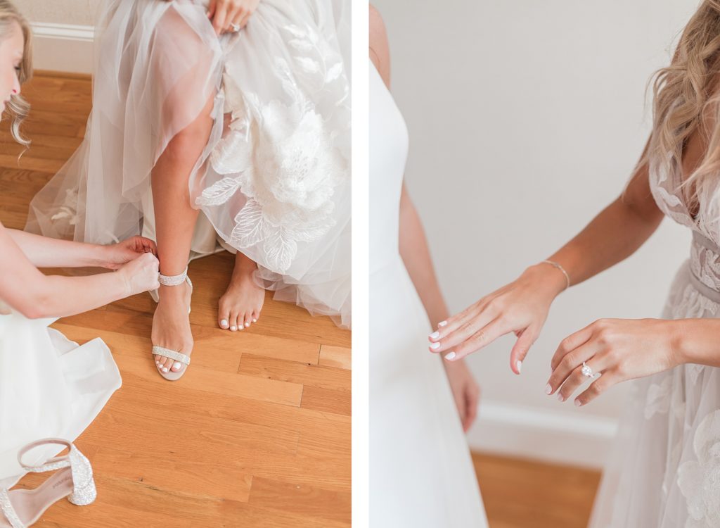 Bride getting dressed by Costola Photography