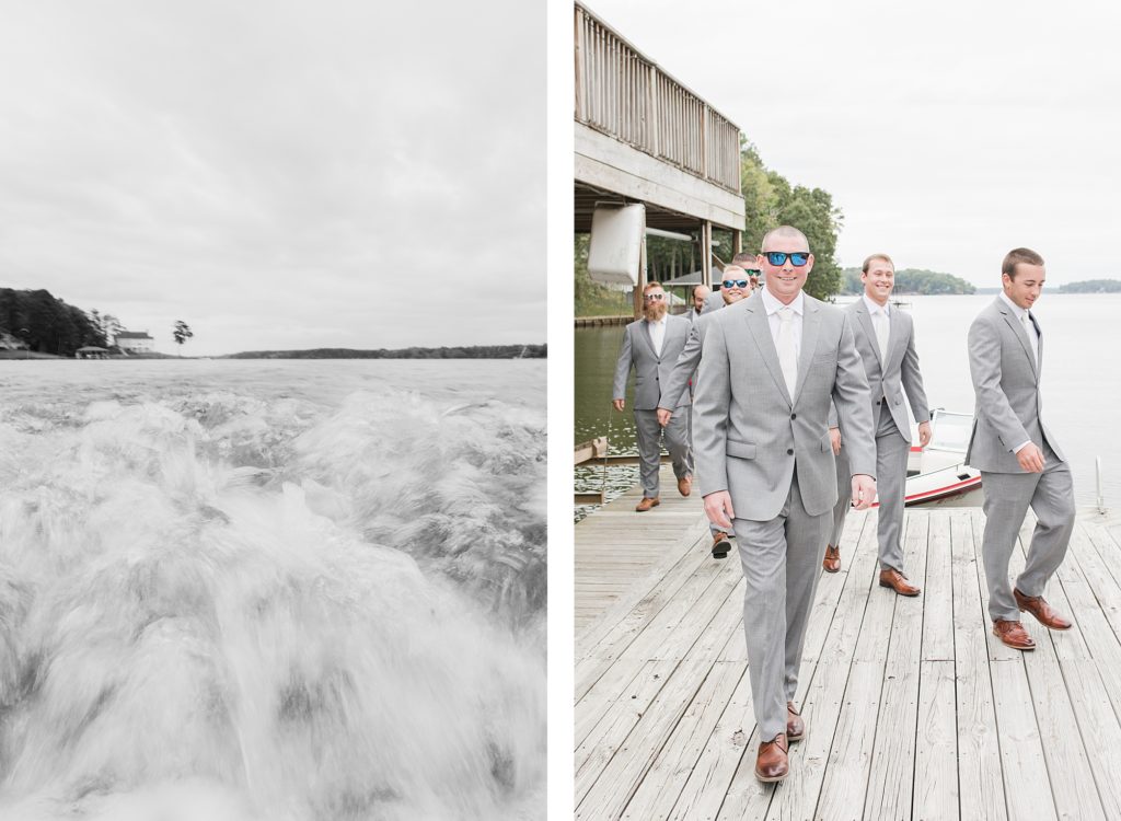 Groom traveling by boat to ceremony by Costola Photography