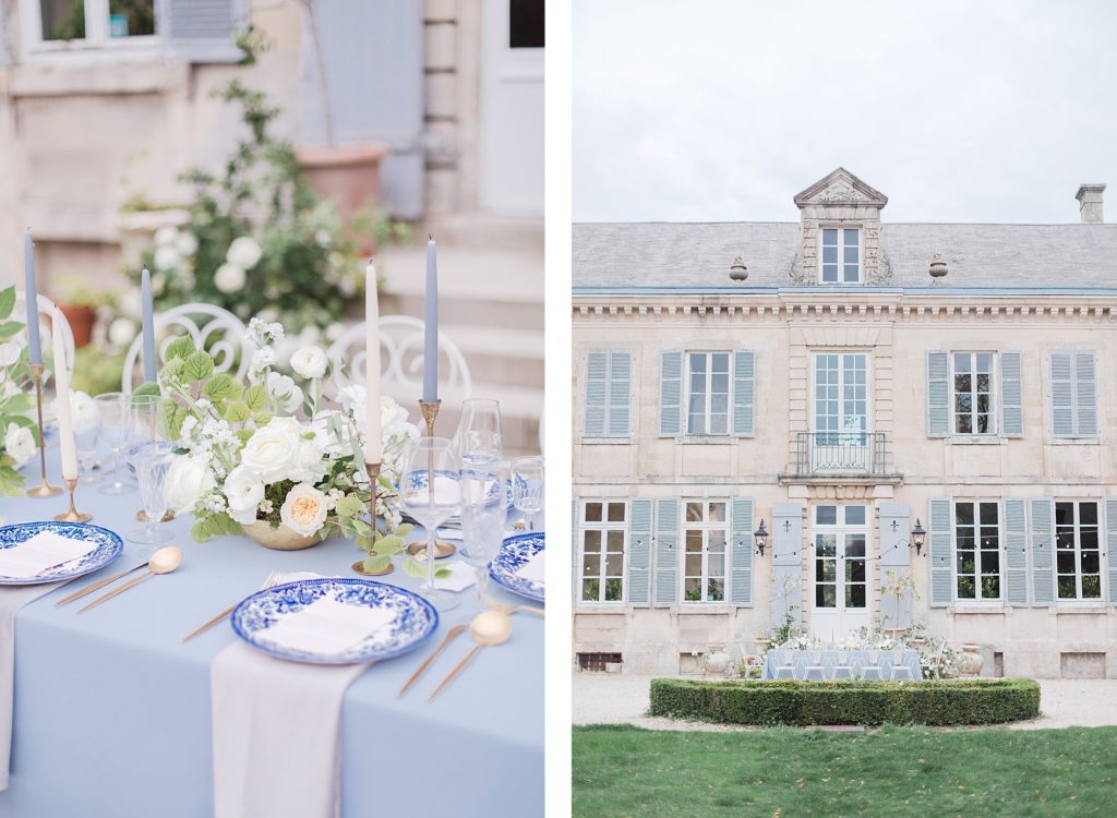 Reception Table at Chateau De Mairy in Champagne France by Destination Wedding Photographer Costola Photography