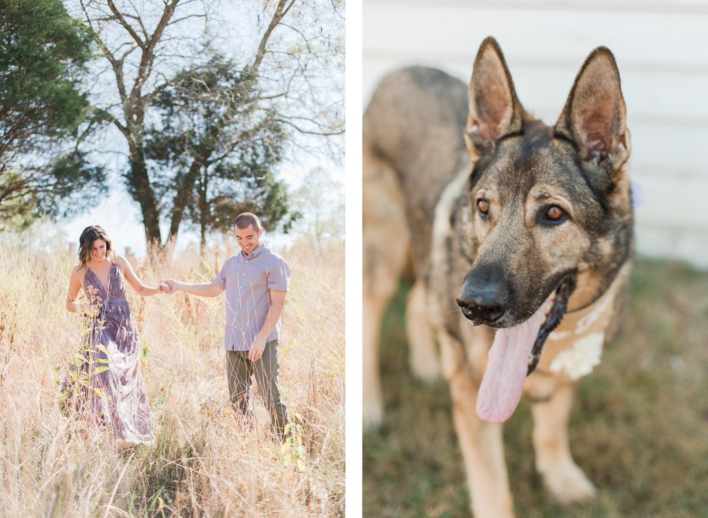 Romantic Fall Engagement with dog  in Southern Maryland by Costola Photography