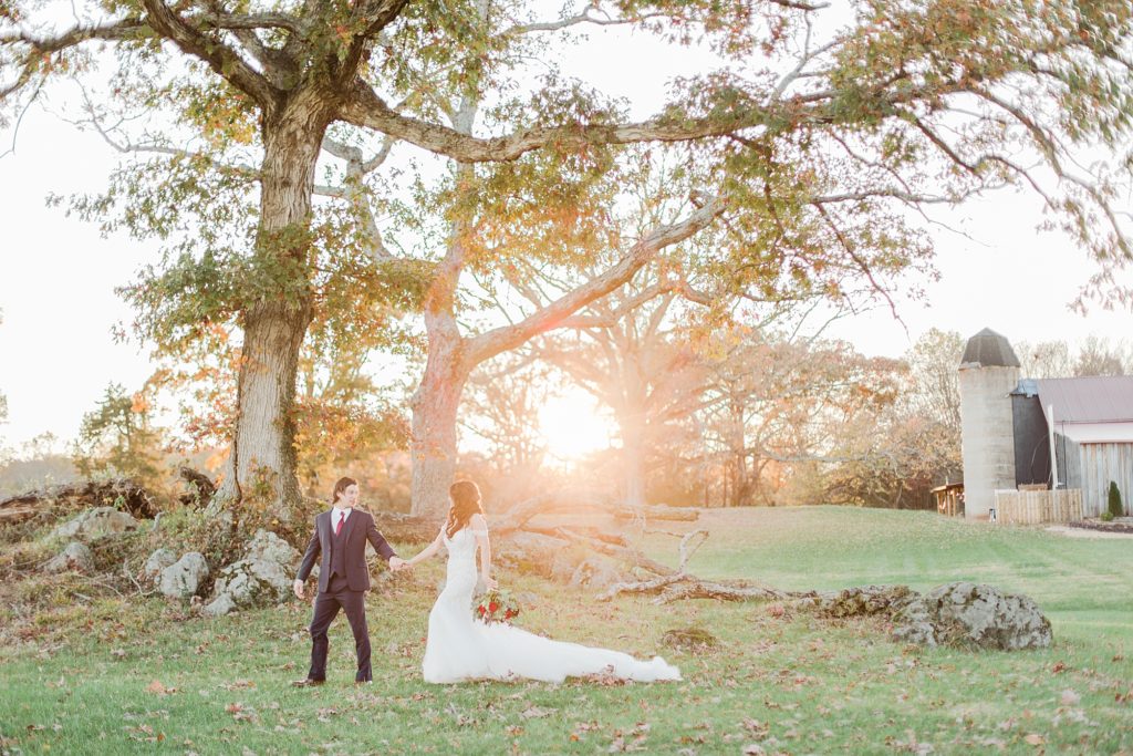 Bride and Groom Portraits at The Great Marsh Estate in the fall photographed by Costola Photography