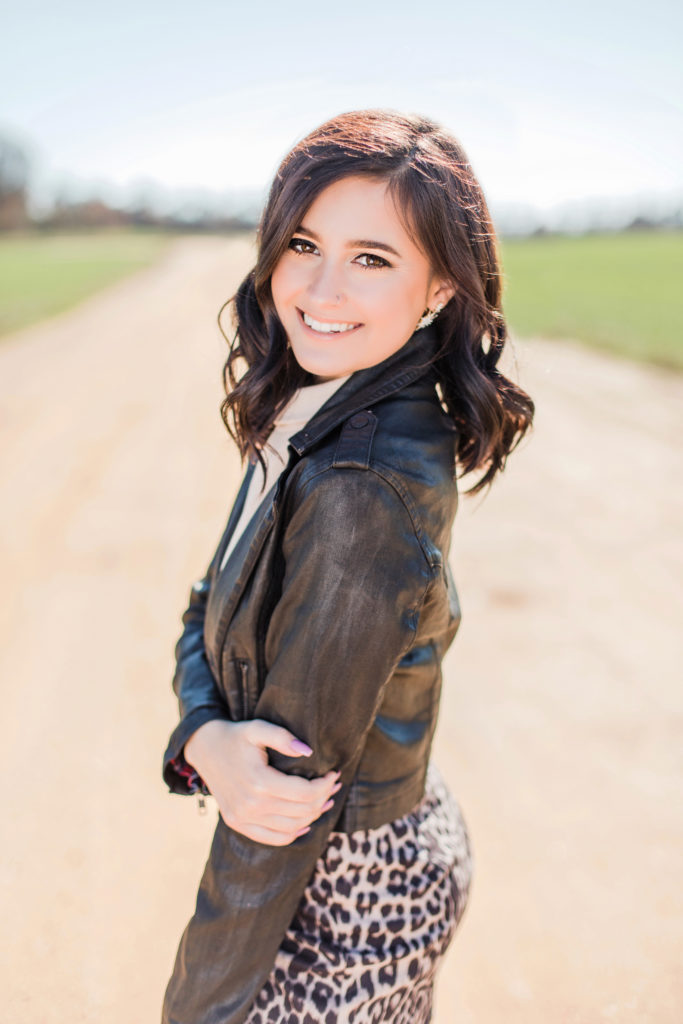 La Plata High School Senior Girl in leather jacket by Costola Photography