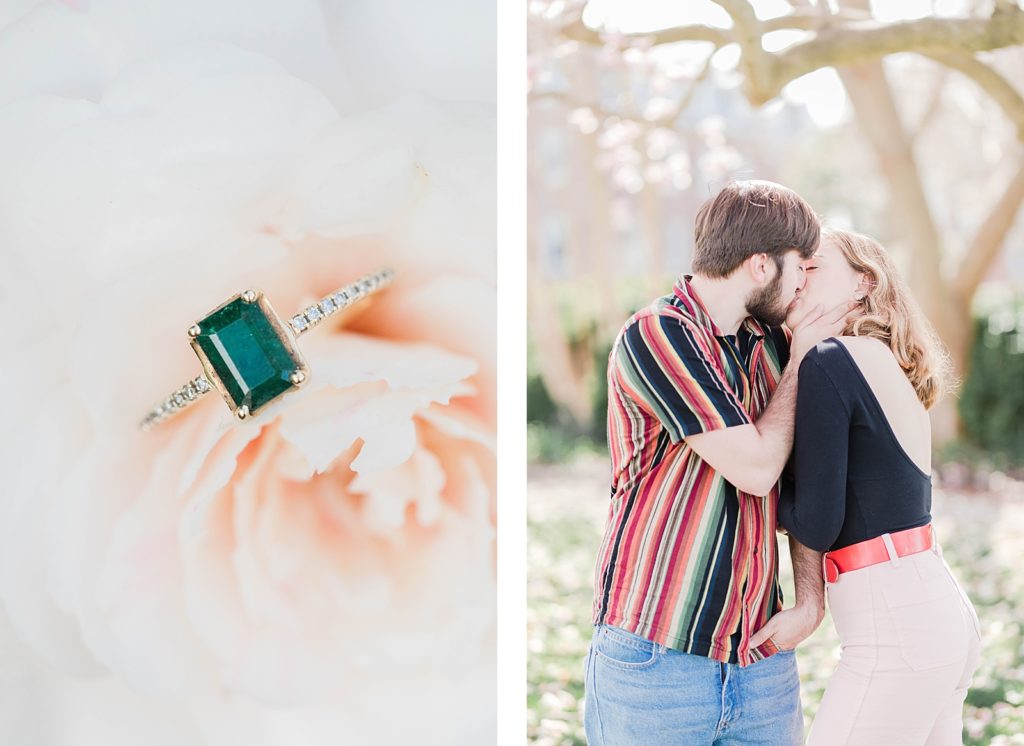 Couple under the blossoms at Historic St Marys City engagement session by Costola photography