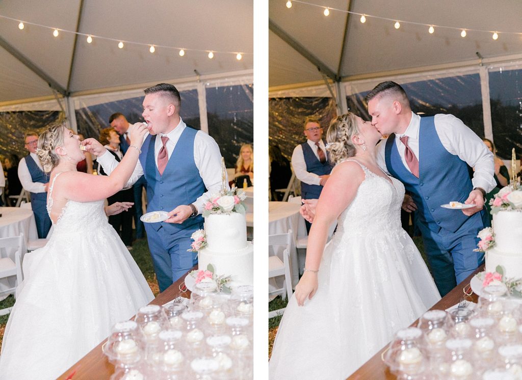 Bride and Groom Cutting Cake at Sotterley Historic Site Wedding by Costola Photography